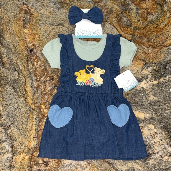 Disney Baby Pinafore Dresses 3pc set lion king - Picture 2 of 11